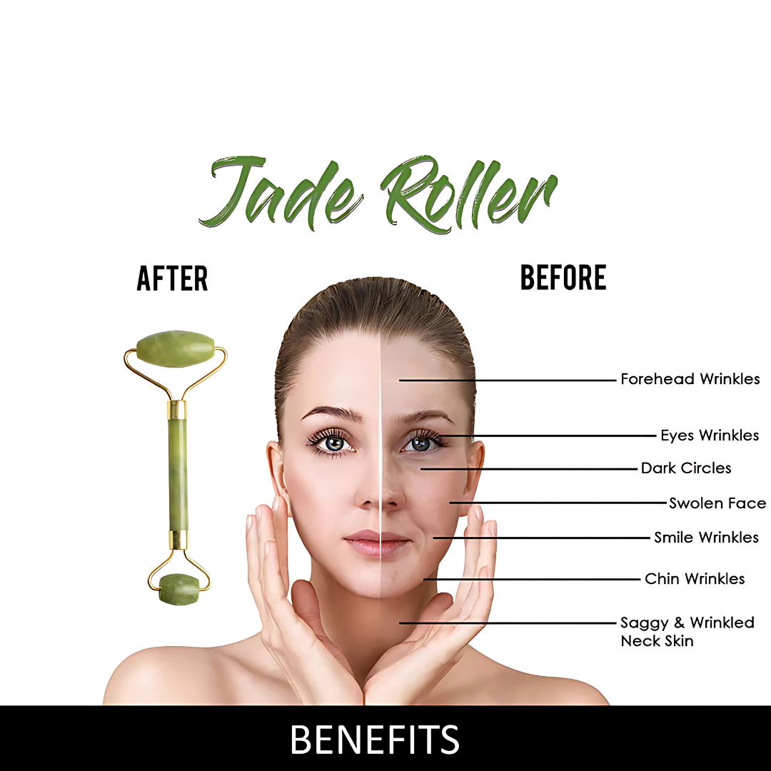 Jade Roller – Natural Jade Facial Massage Tool for Glowing Skin