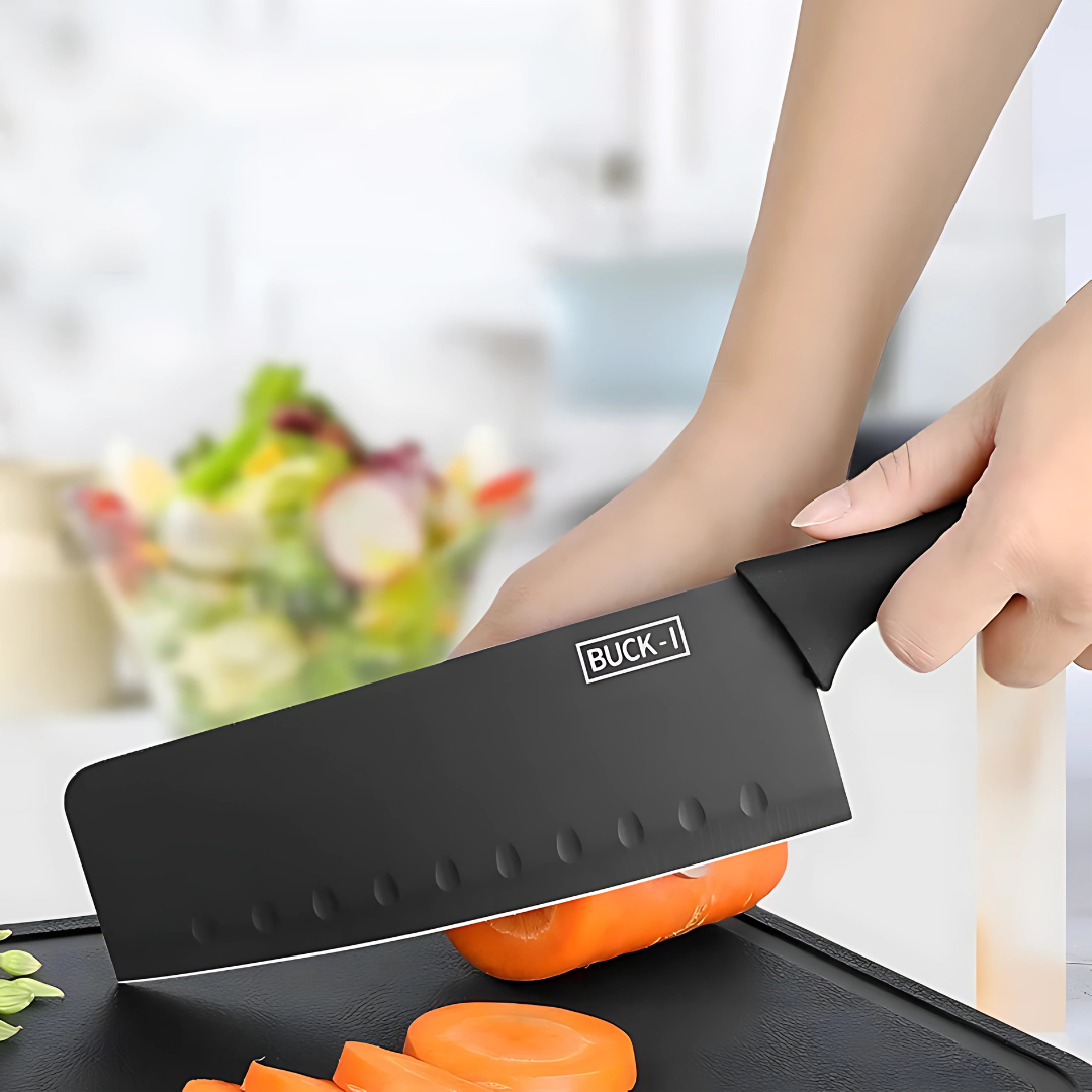 Black Japanese Santoku 5-Piece High-Quality Stainless Steel Knife Set
