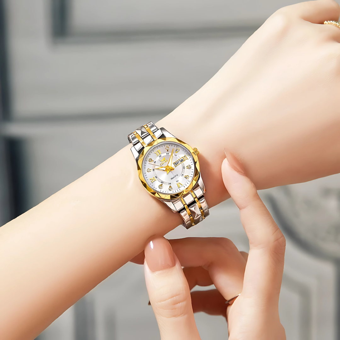 Elegant Waterproof Stainless Steel Silver Women’s Quartz Watch