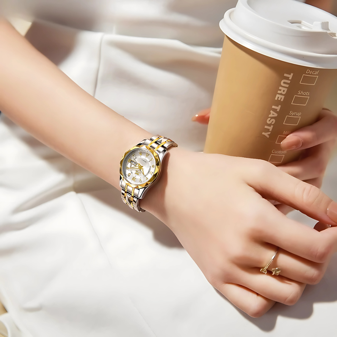 Elegant Waterproof Stainless Steel Silver Women’s Quartz Watch