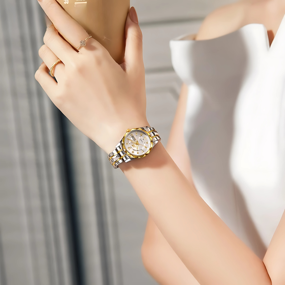 Elegant Waterproof Stainless Steel Silver Women’s Quartz Watch