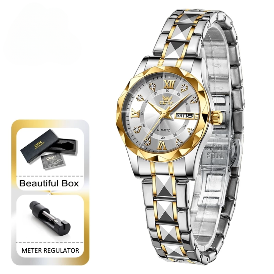 Elegant Waterproof Stainless Steel Silver Women’s Quartz Watch