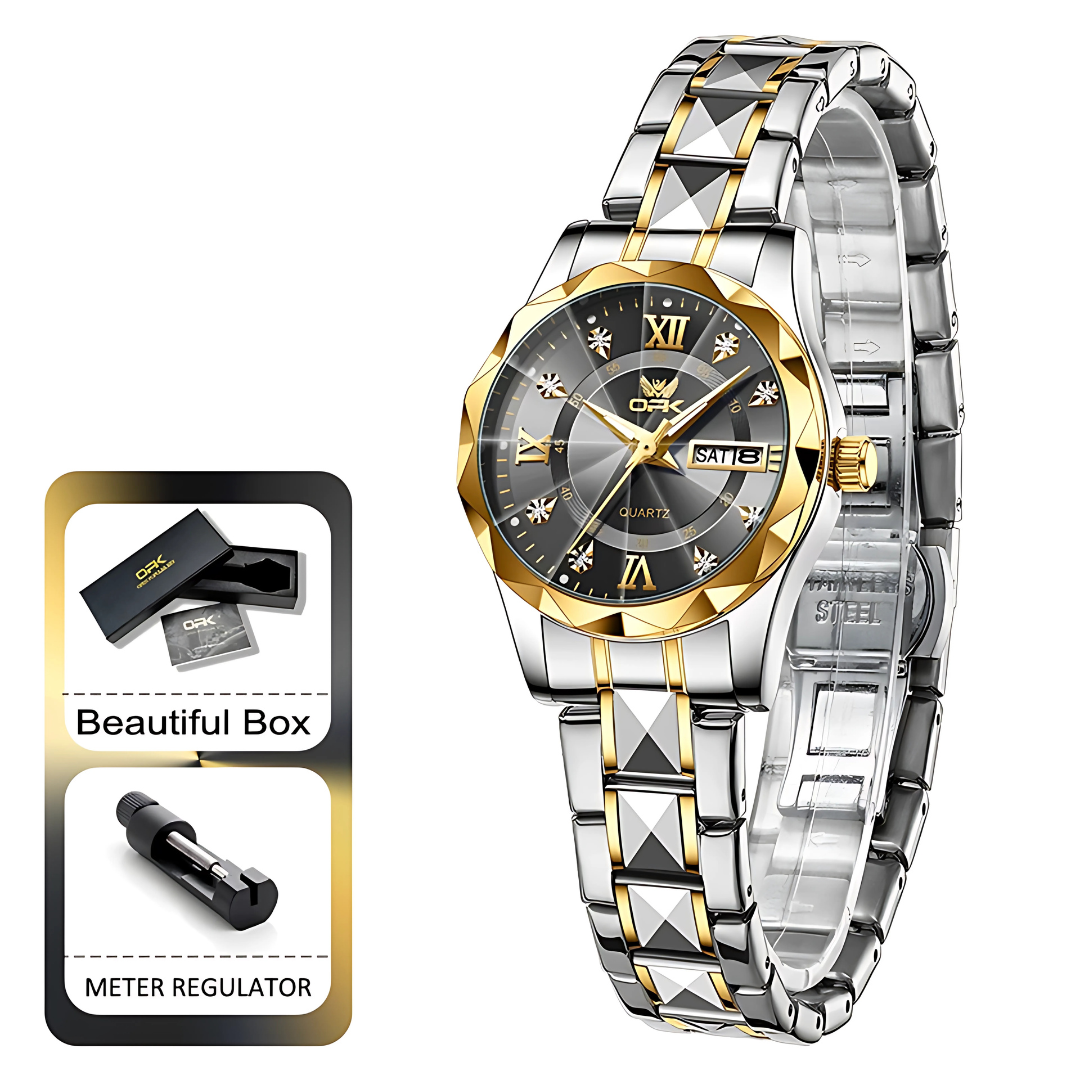 Elegant Waterproof Stainless Steel Silver Women’s Quartz Watch