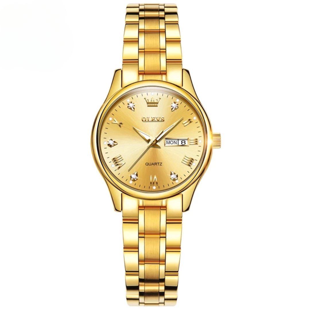 Elegant Women’s Gold & Silver Stainless Steel Waterproof Quartz