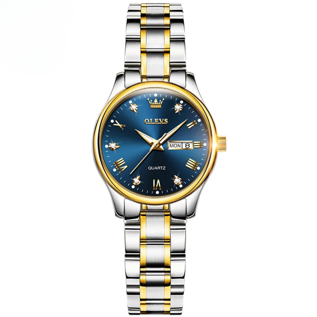 Elegant Women’s Gold & Silver Stainless Steel Waterproof Quartz