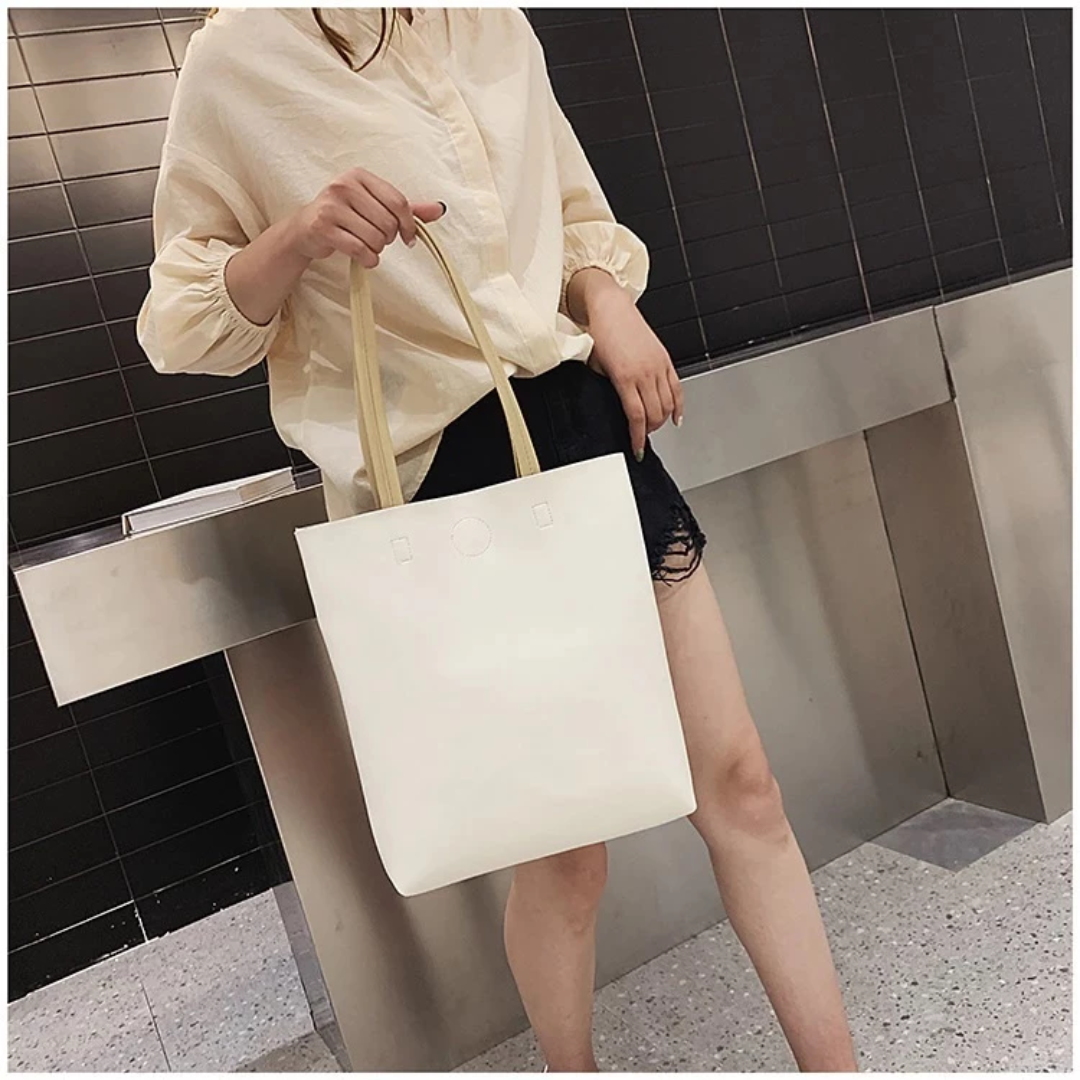 Korean Tall PU Leather Tote Bag for Women