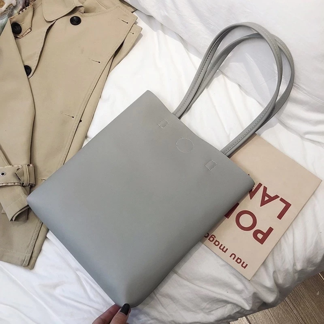 Korean Tall PU Leather Tote Bag for Women