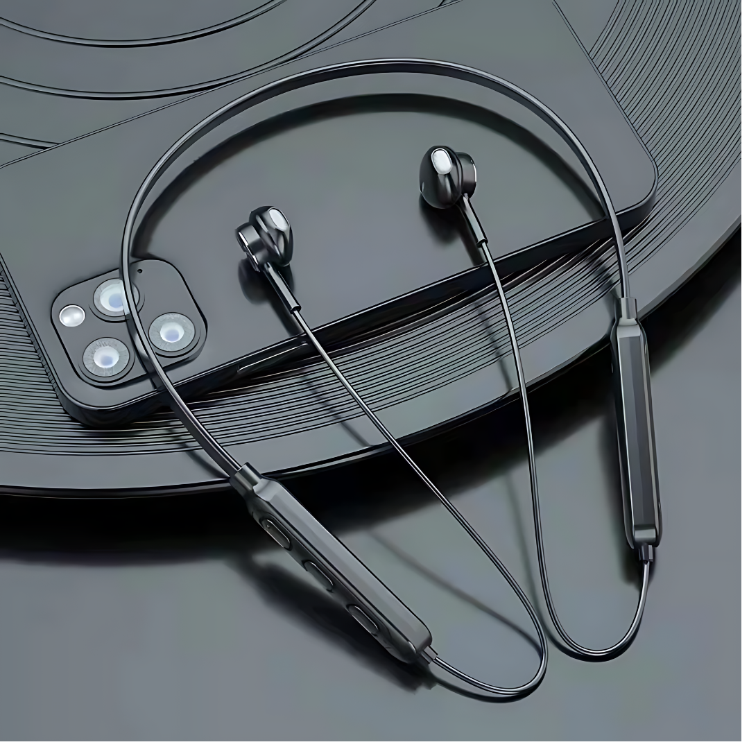 Neck-Mounted Bluetooth Headset Waterproof Sports Wireless Earphones with Mic