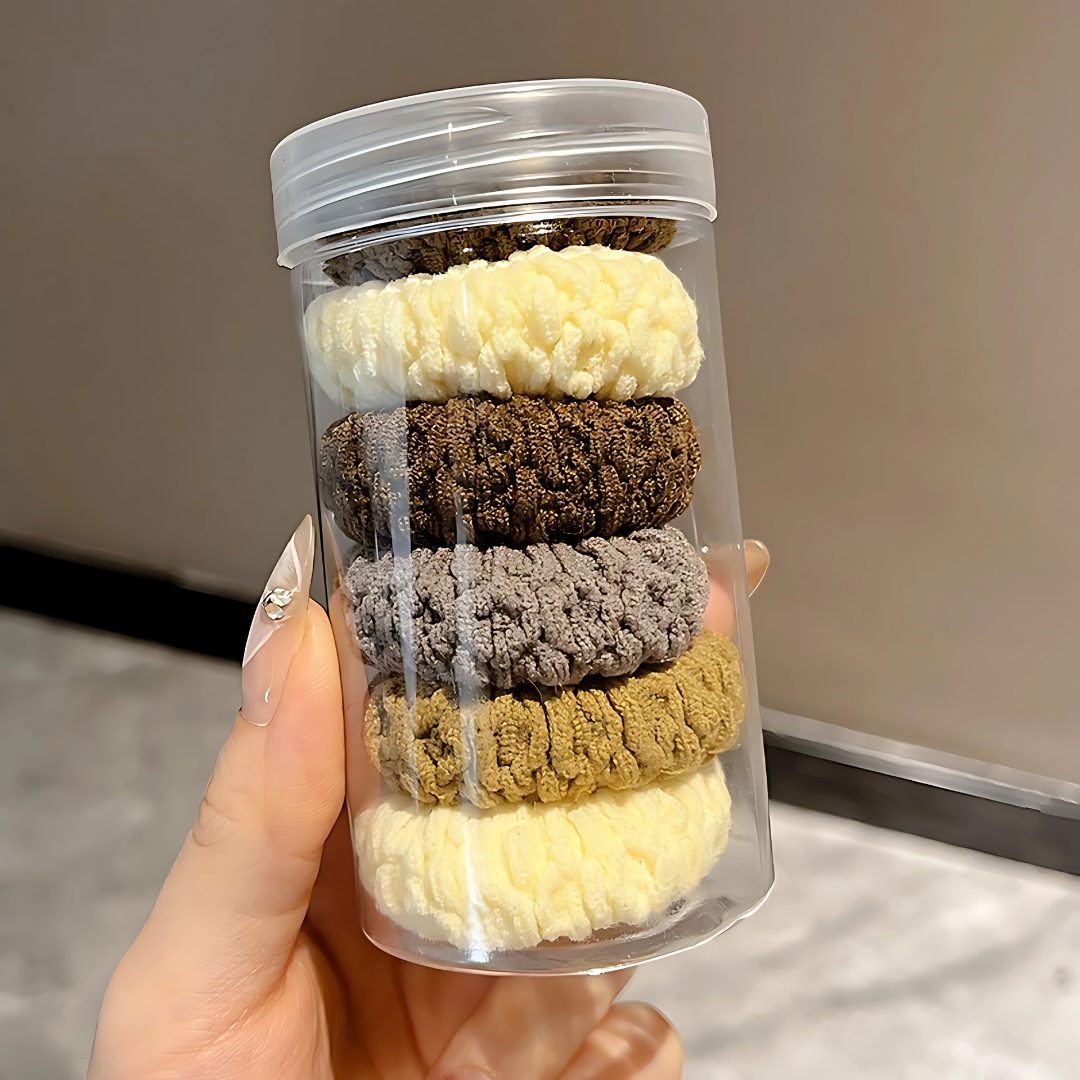 6pcs Korean Donut Hair Rope Scrunchies Thick High Elastic Hair Bands