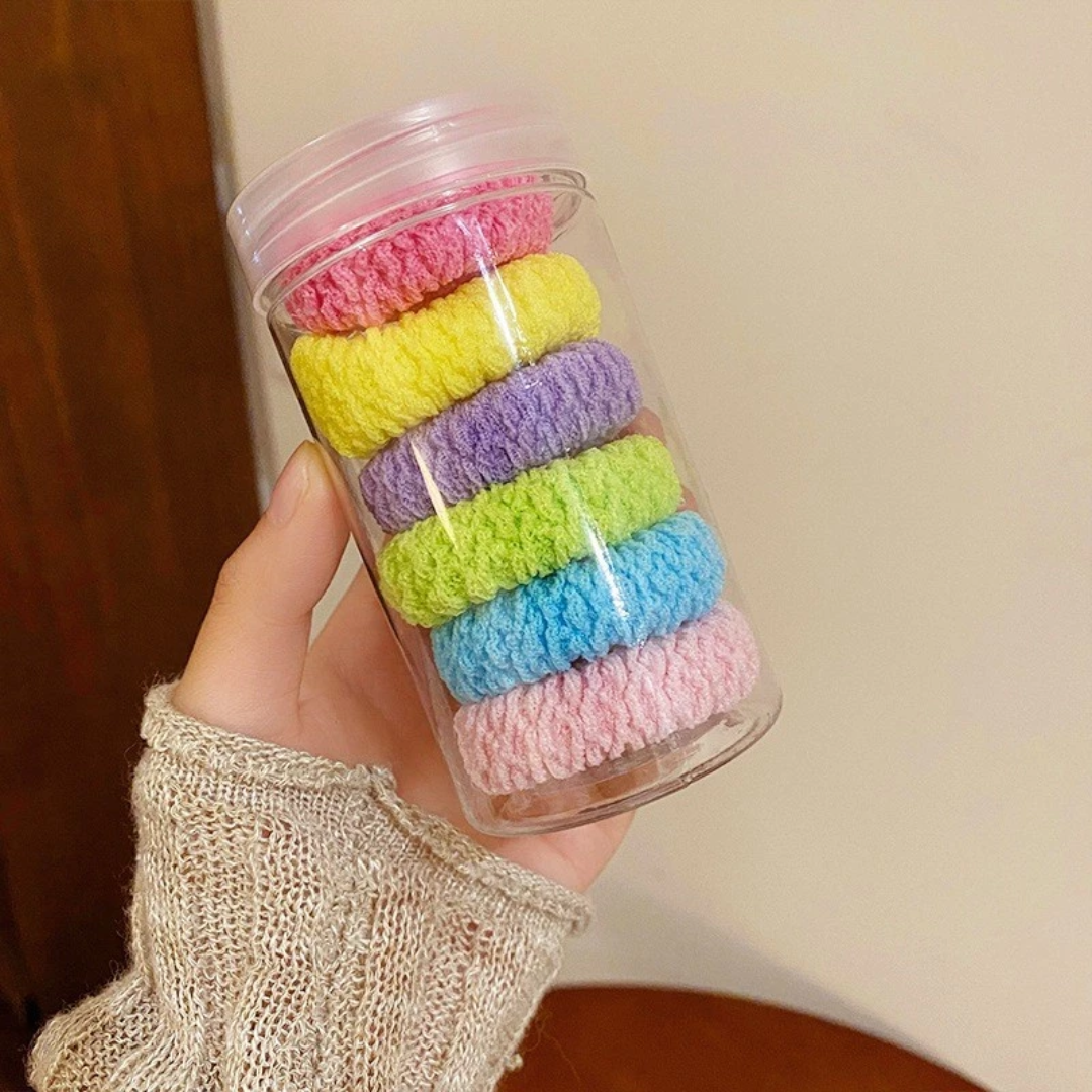 6pcs Korean Donut Hair Rope Scrunchies Thick High Elastic Hair Bands
