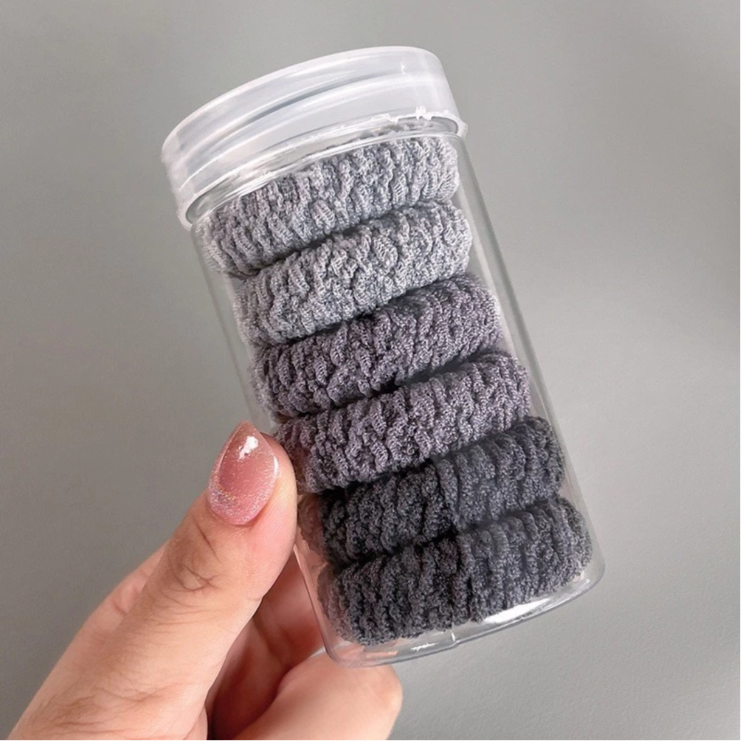 6pcs Korean Donut Hair Rope Scrunchies Thick High Elastic Hair Bands