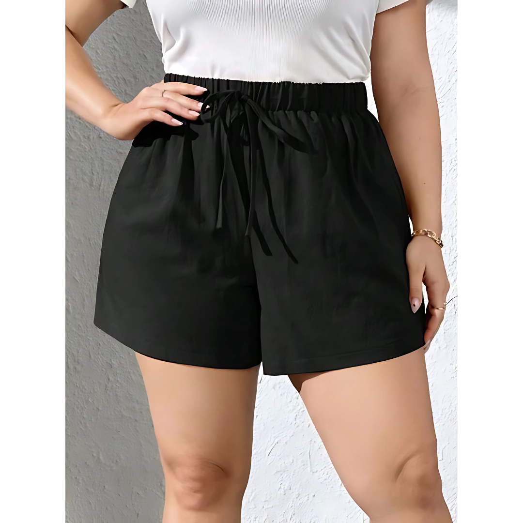 Melody Cotton Linen Casual Shorts for Women with Front Waist Pockets