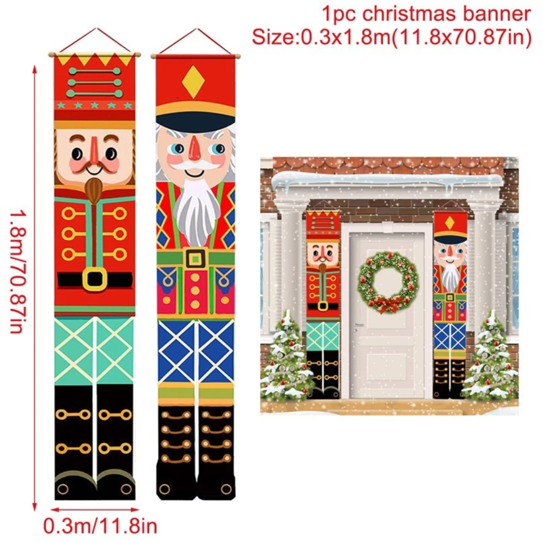 2025 Merry Christmas Porch Sign – Outdoor Decorative Door Banner