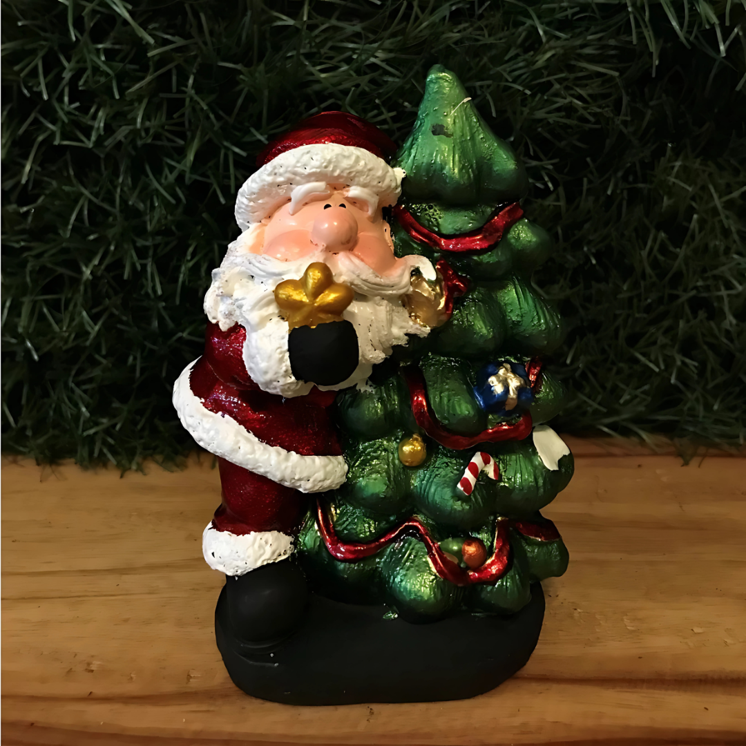 Christmas Decor Santa Claus Hugging Christmas Tree Figurine