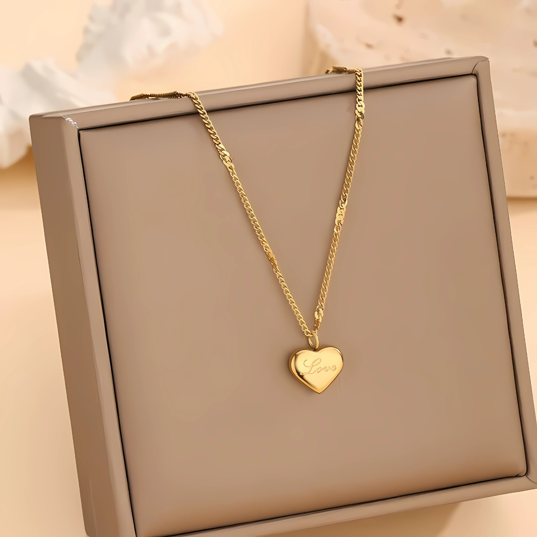 2pcs Korean Minimalist Love Heart Necklace & Earrings Set