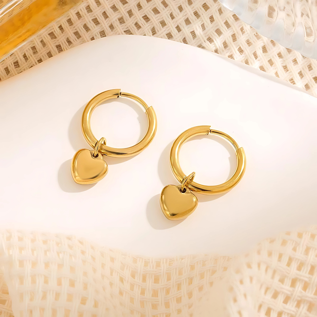 2pcs Korean Minimalist Love Heart Necklace & Earrings Set