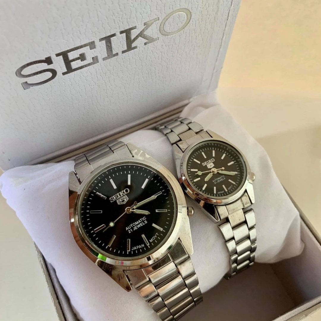 Seiko 5 Couple Watch Set Stainless Steel His & Hers Watches