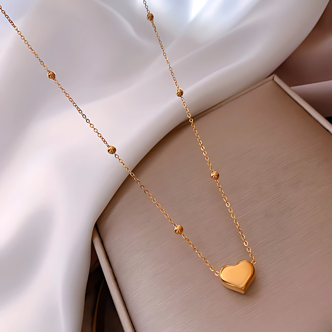 2pcs Gold Plated Jewelry Set for Women Heart Design Necklace & Earrings
