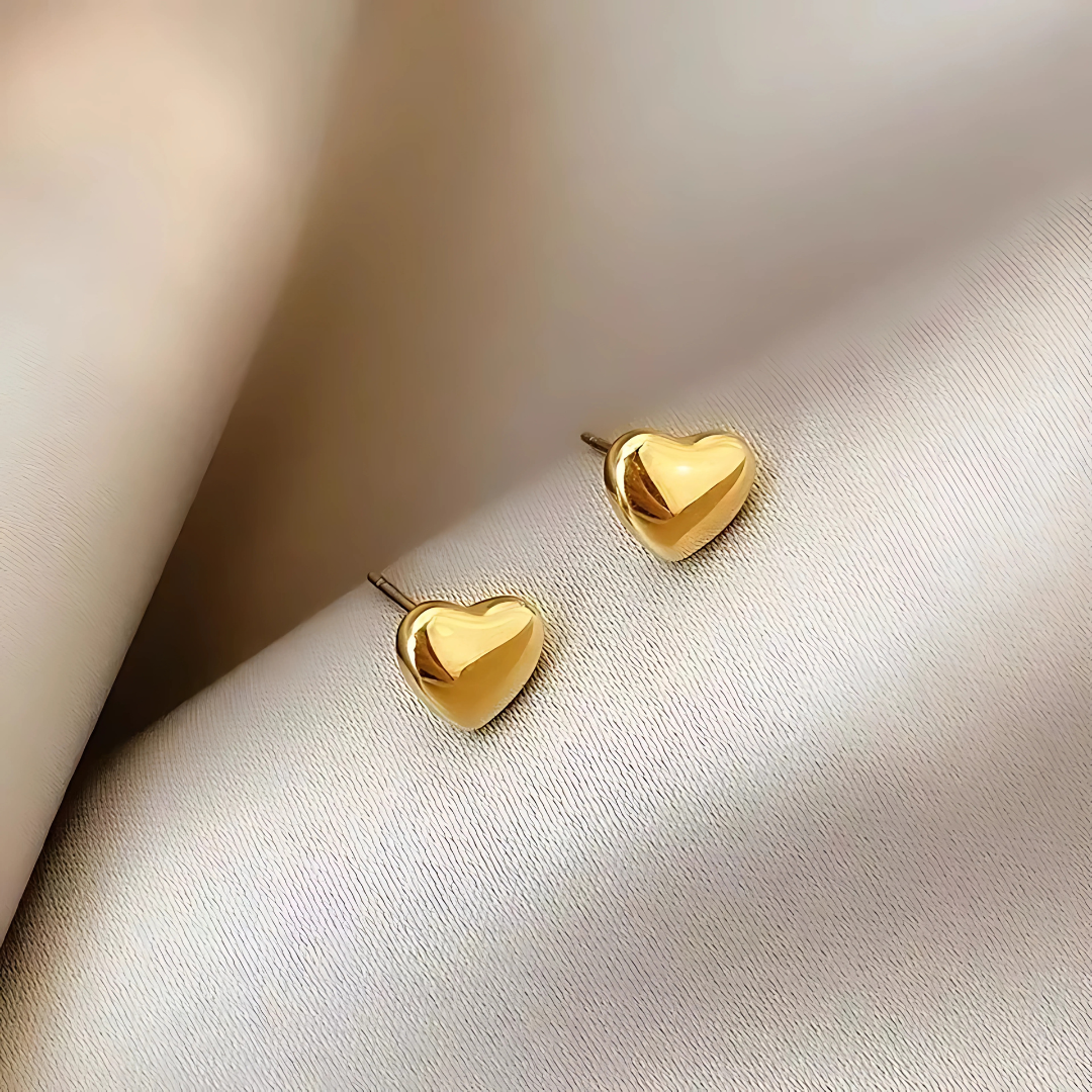 2pcs Gold Plated Jewelry Set for Women Heart Design Necklace & Earrings