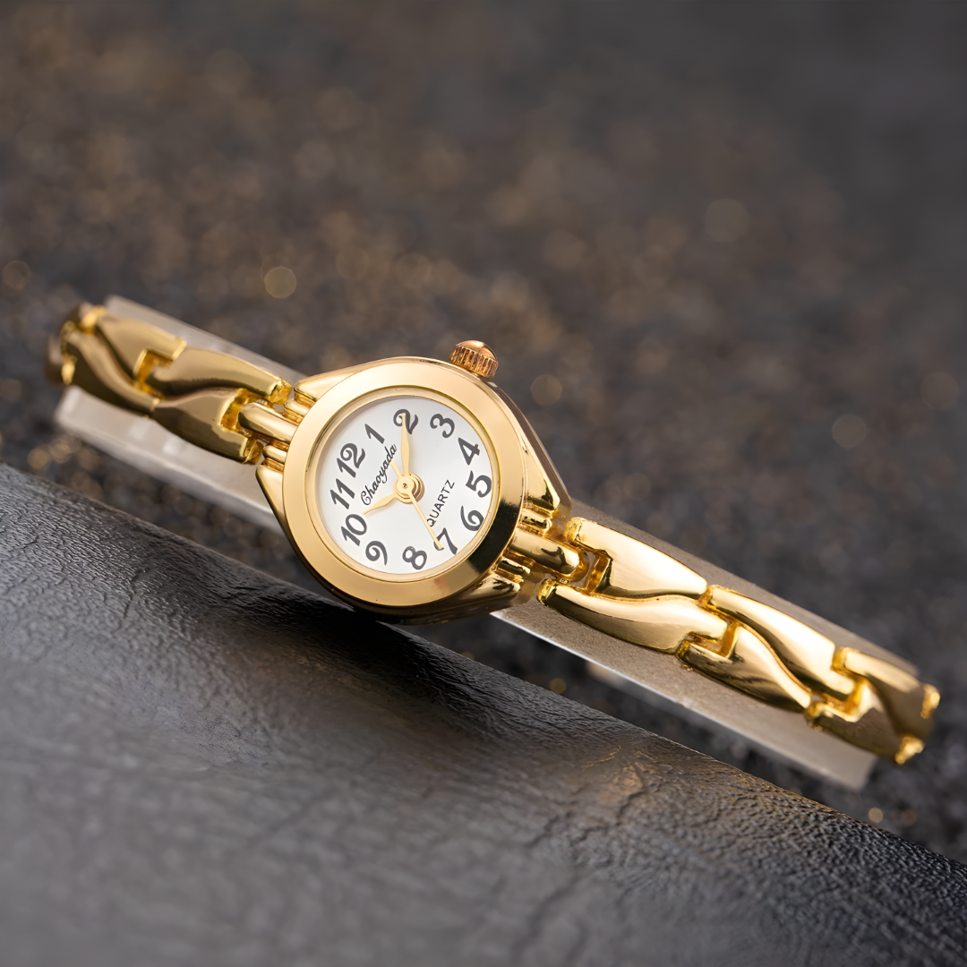 Luxury Gold Women’s Watch Analog Wristwatch with Small Dial