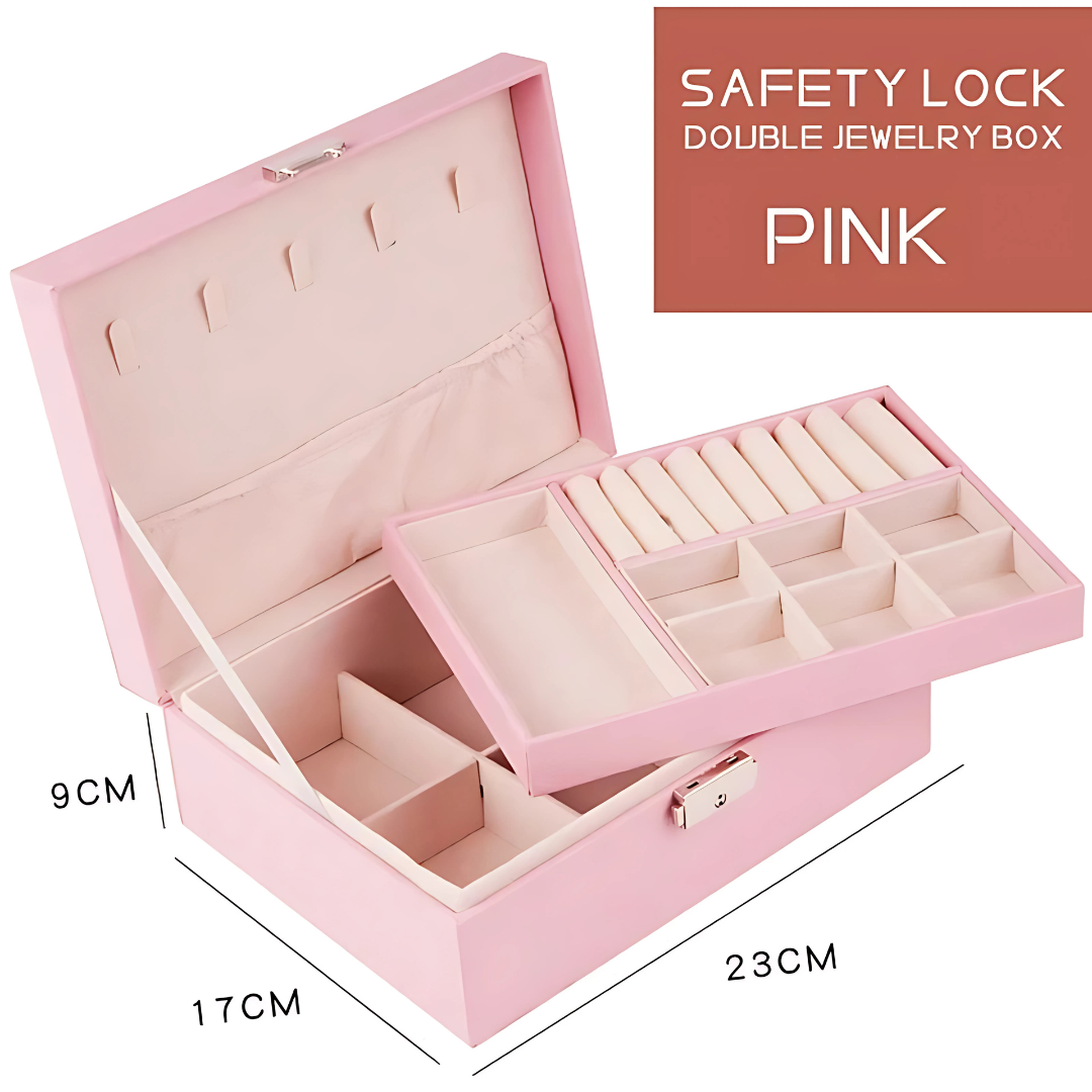Elegant Jewelry Box with Lock Organizer Waterproof Storage Case