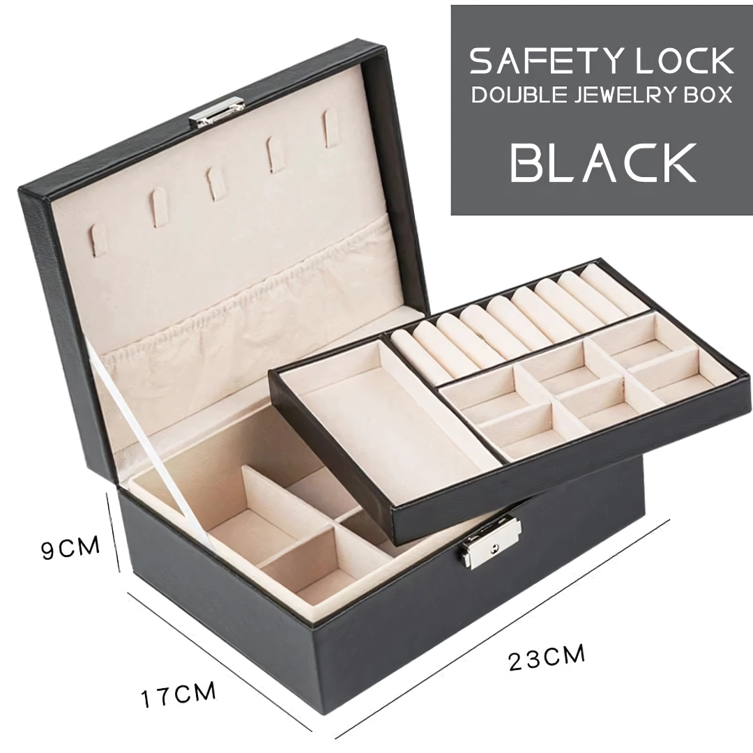Elegant Jewelry Box with Lock Organizer Waterproof Storage Case