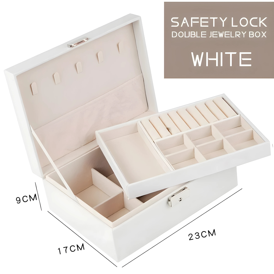 Elegant Jewelry Box with Lock Organizer Waterproof Storage Case