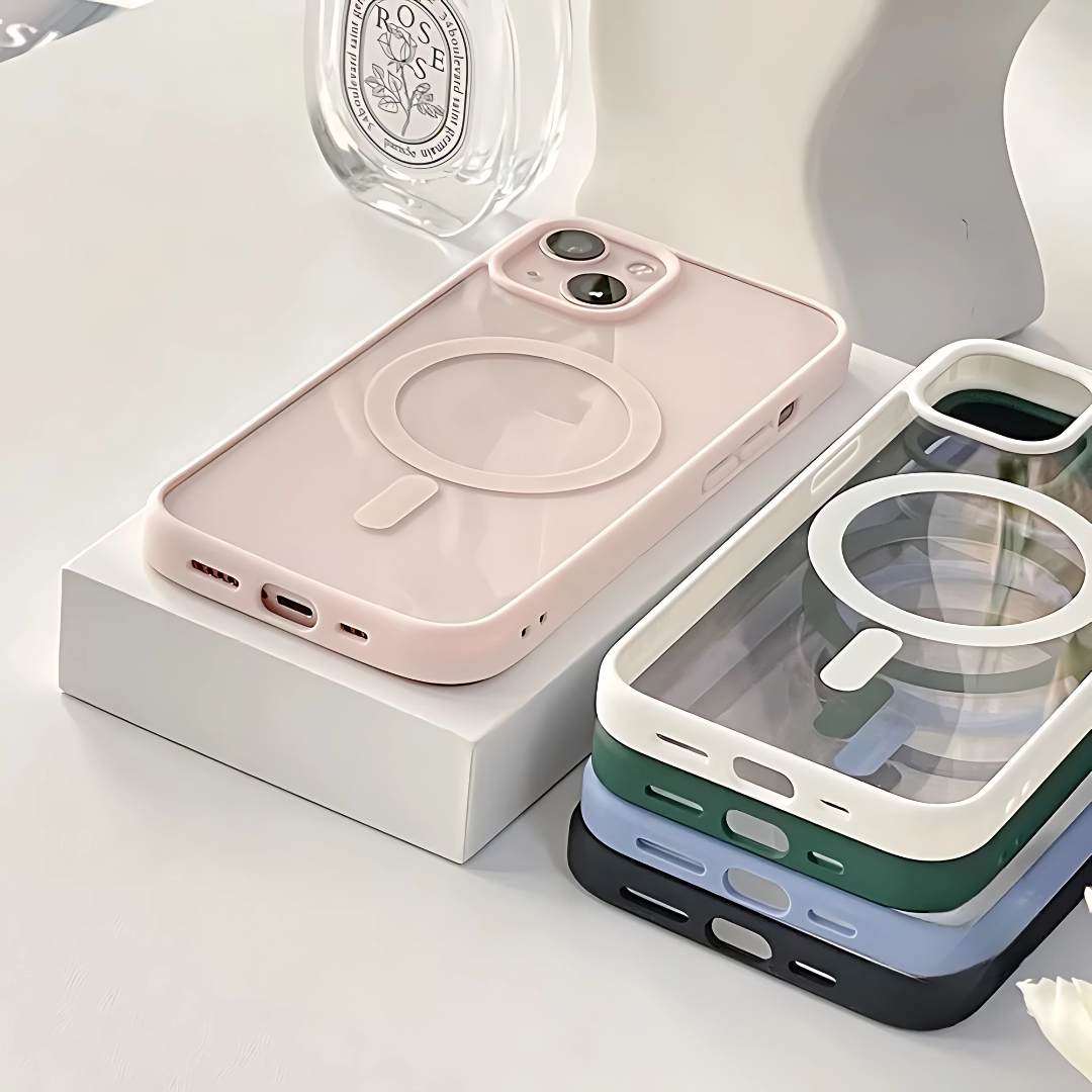 Acrylic Magnetic iPhone Case – Clear Shockproof MagSafe Silicone Cover for iPhone