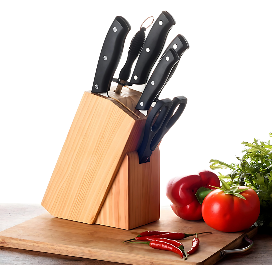 7-Piece Kitchen Knife Set with Wooden Block Stand