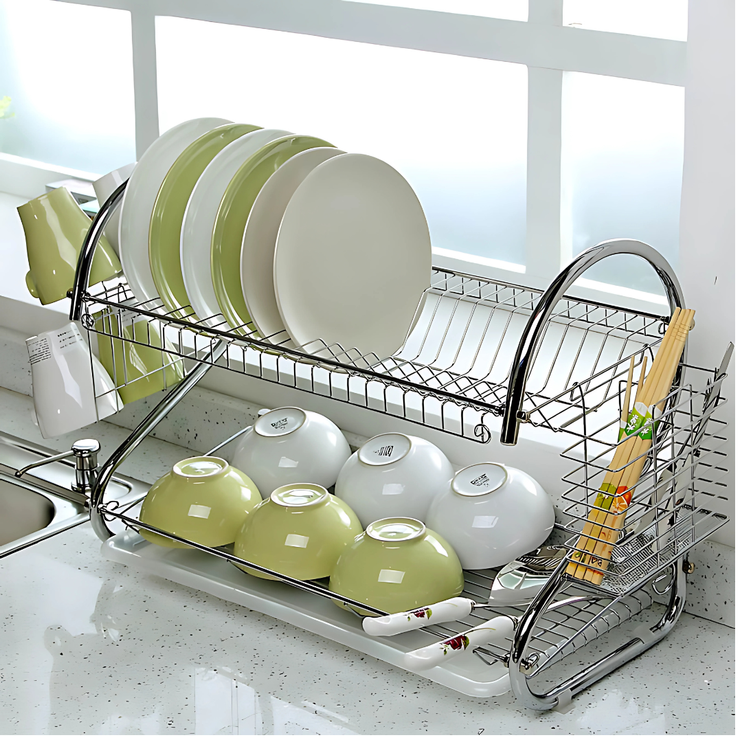 2-Layer Dish Drainer Drying Rack