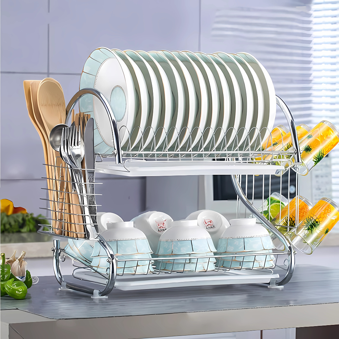 2-Layer Dish Drainer Drying Rack
