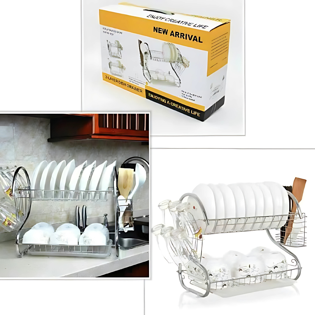 2-Layer Dish Drainer Drying Rack