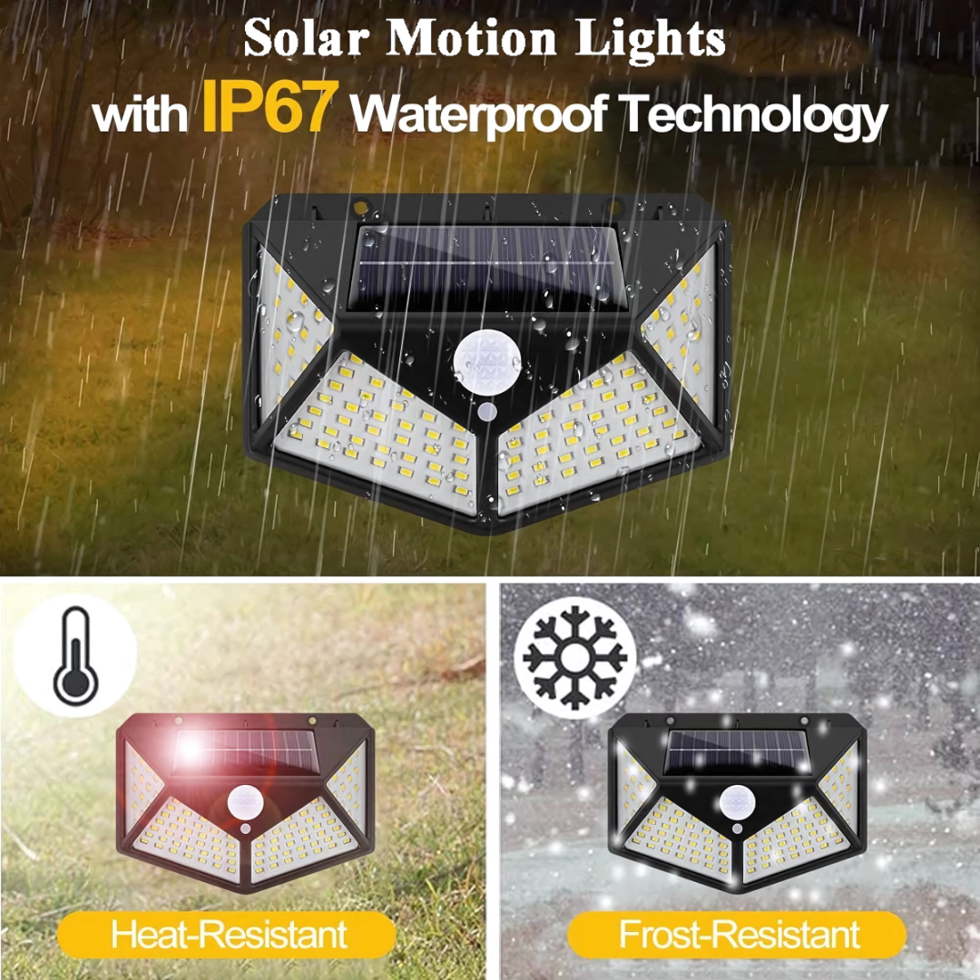 100 LED Solar Wall Light – Motion Sensor | IP65 Outdoor Security
