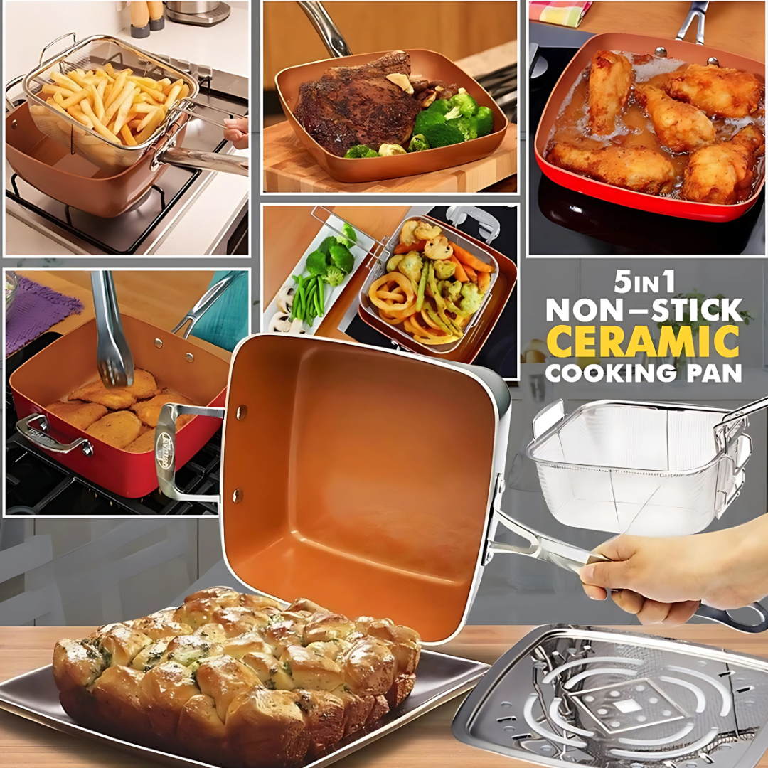 Copper Square Pan Set – 5-Piece Non-Stick Cookware