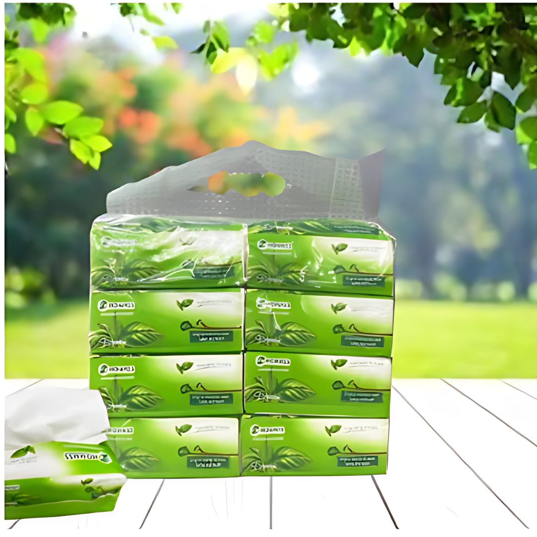 Hommss Facial Tissue 8-Pack – 300 Sheets, 100% Pure Wood Pulp