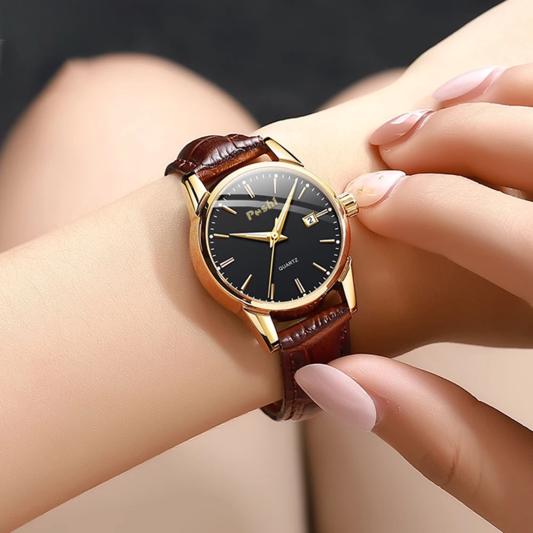 Women's Quartz Luminous Watch | Waterproof Leather Strap | Fashion Casual Ladies Watch