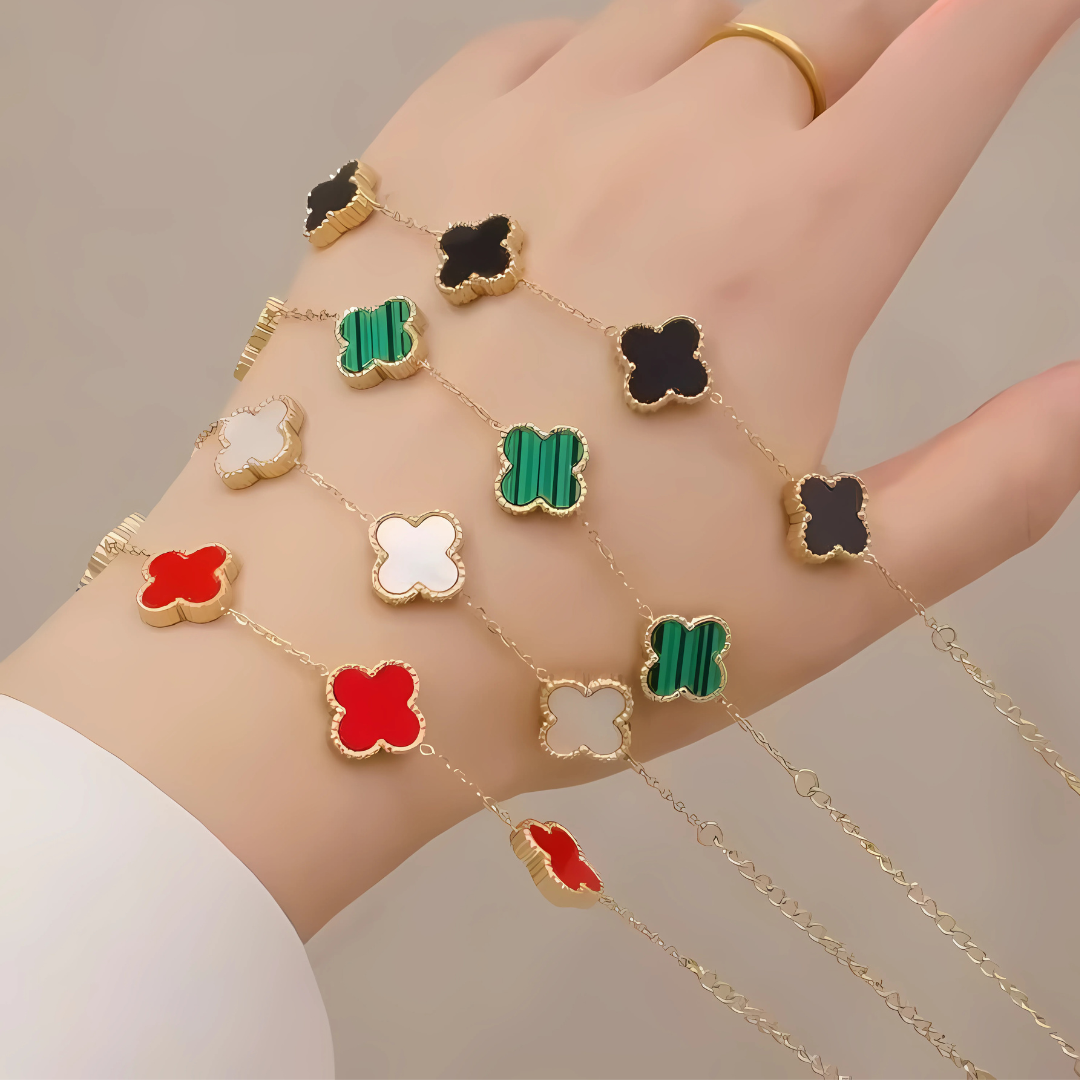 Gold Plated Four-Leaf Clover Bracelet for Women Fashion Wrist Accessory