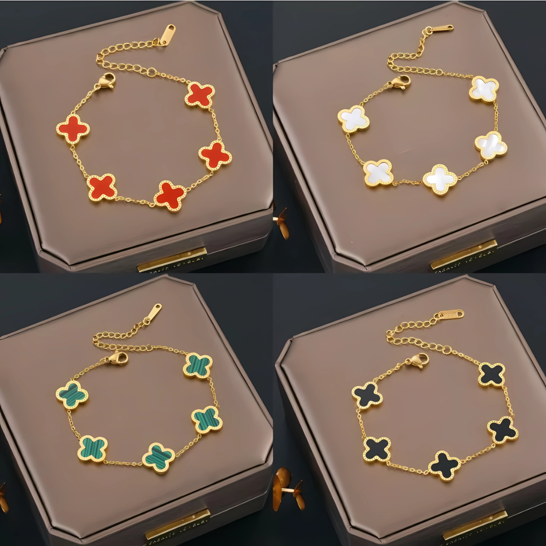 Gold Plated Four-Leaf Clover Bracelet for Women Fashion Wrist Accessory