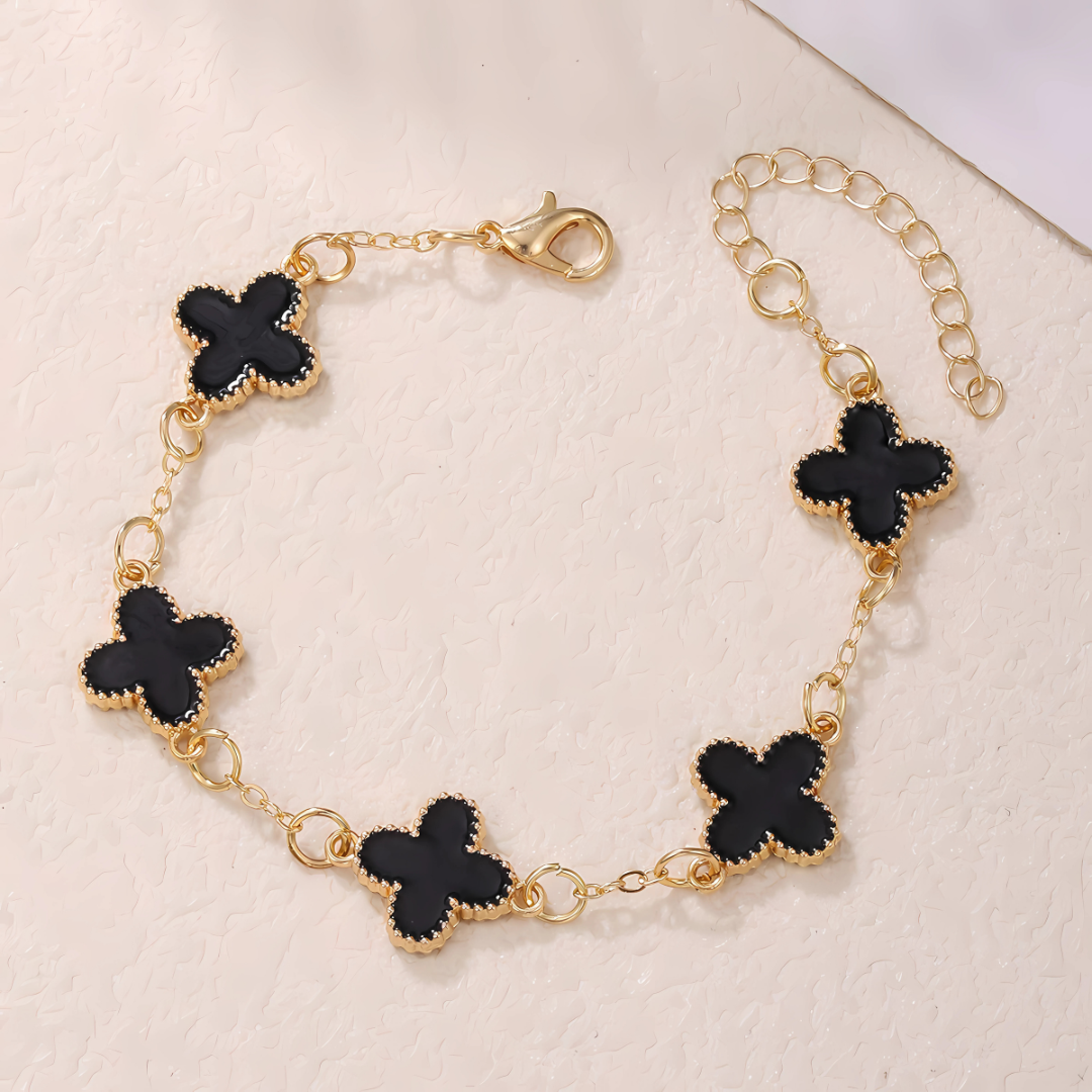 Gold Plated Four-Leaf Clover Bracelet for Women Fashion Wrist Accessory