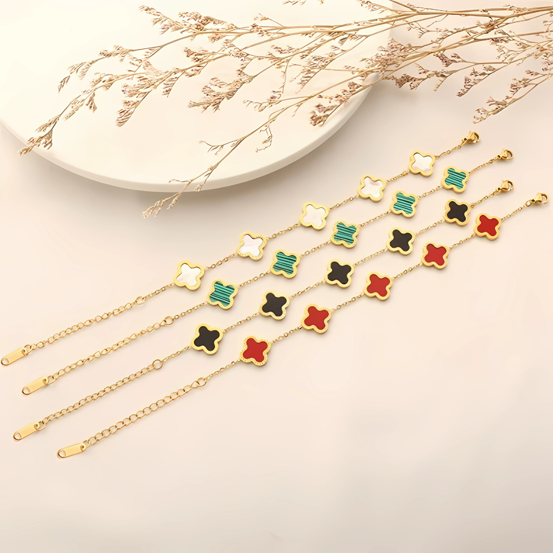Gold Plated Four-Leaf Clover Bracelet for Women Fashion Wrist Accessory