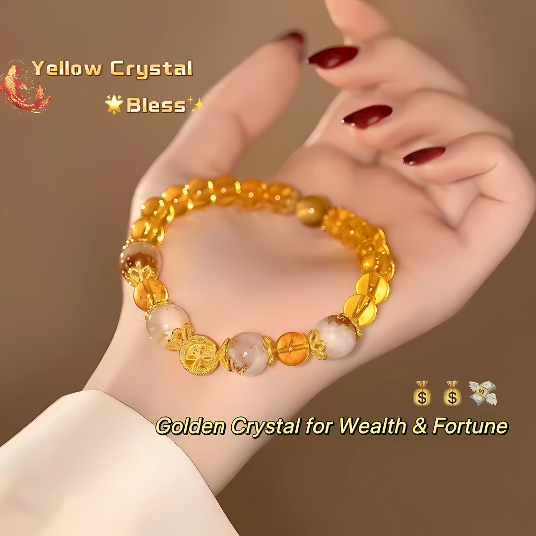 Natural Citrine Crystal Bracelet for Wealth & Good Luck