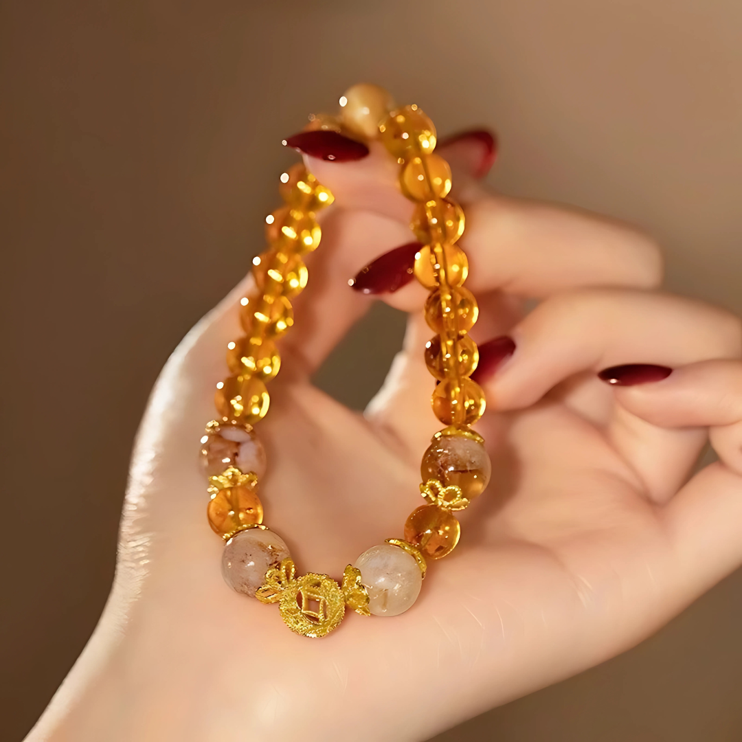Natural Citrine Crystal Bracelet for Wealth & Good Luck