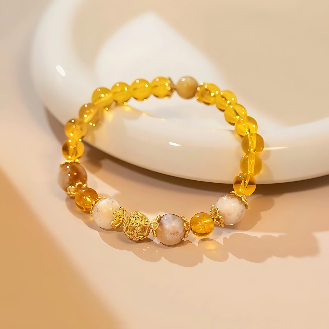 Natural Citrine Crystal Bracelet for Wealth & Good Luck