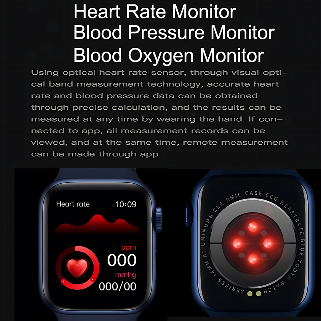 Smart Watch Waterproof Bluetooth Heart Rate, BP Monitor for Men & Women