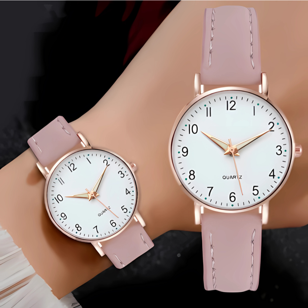 Unisex Glow-in-the-Dark Casual Leather Quartz Watch for Teens & Women