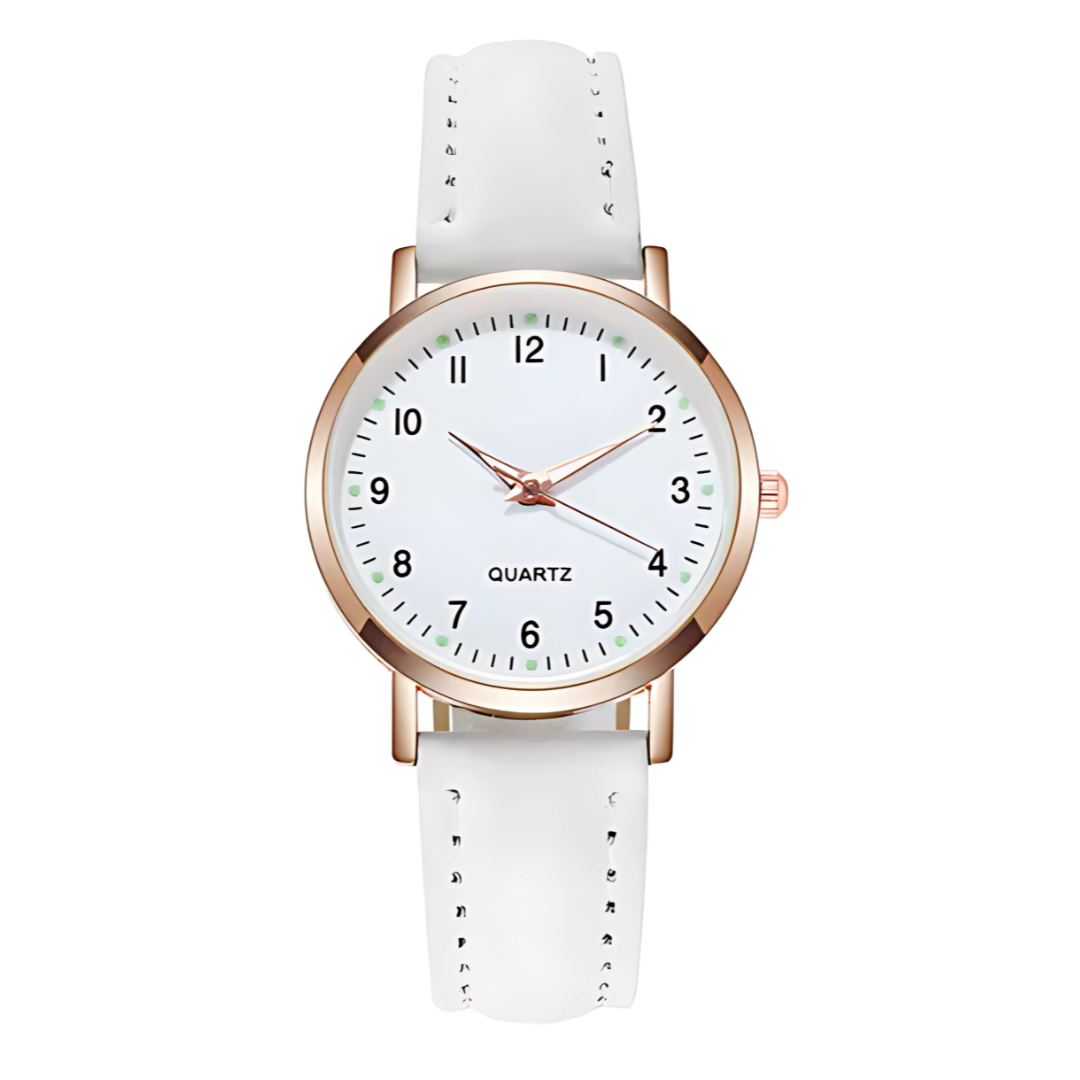 Unisex Glow-in-the-Dark Casual Leather Quartz Watch for Teens & Women