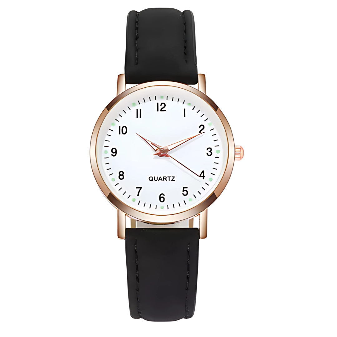 Unisex Glow-in-the-Dark Casual Leather Quartz Watch for Teens & Women
