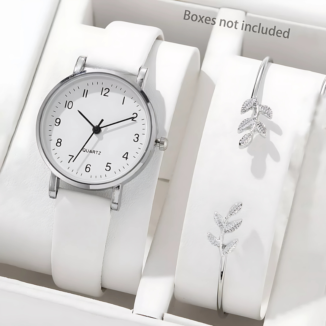 2-Piece Women’s Watch & Bracelet Set Roman Dial