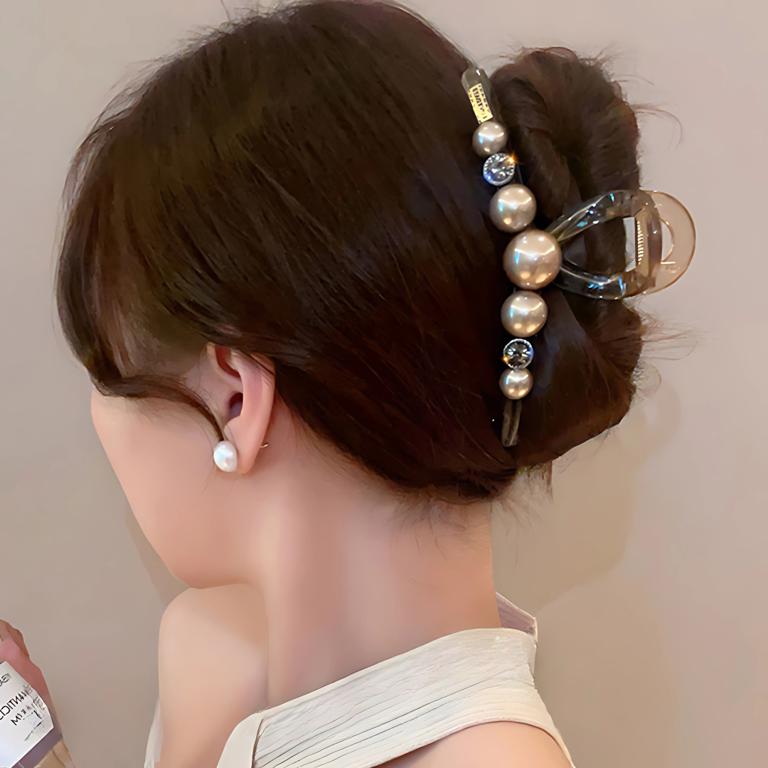 Korean Pearl Rhinestone Acrylic Hair Claw Clip for Women