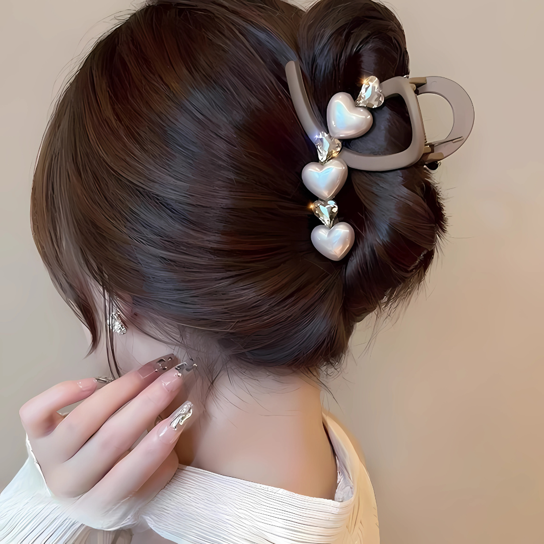 Korean Pearl Rhinestone Acrylic Hair Claw Clip for Women